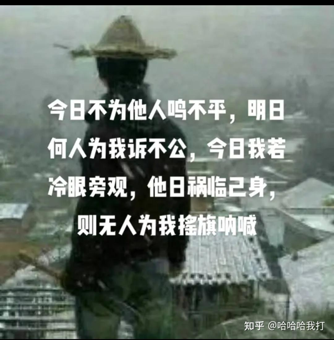 今日不为他人鸣不平明日何人为我诉不公今日我若冷眼旁观他日祸临己身
