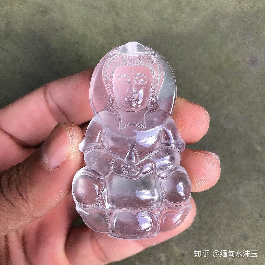 缅甸水沫玉观音吊坠