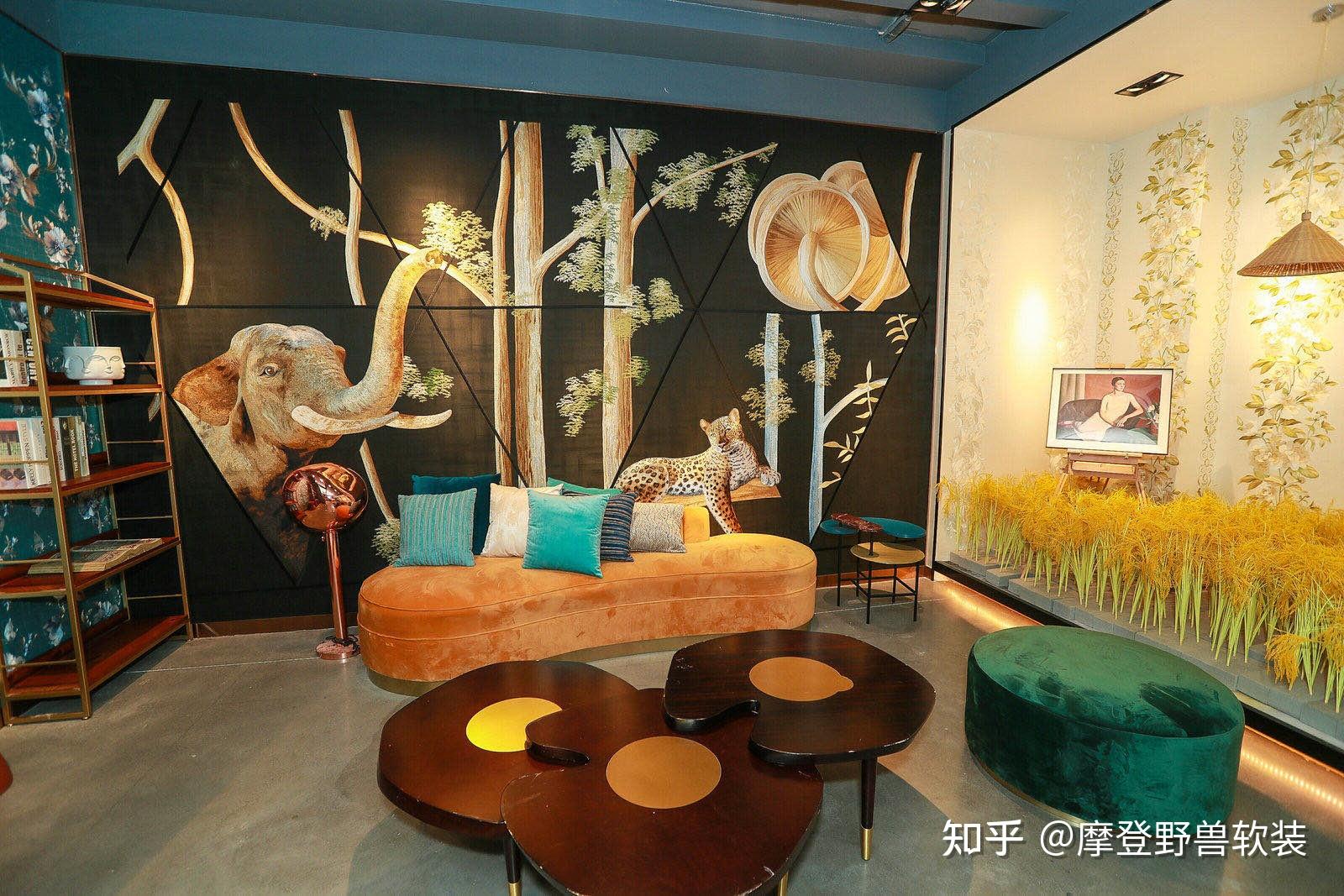 那些牛过效果图的摩登野兽墙布实景图一