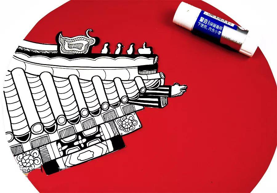 适合小学生的美术课故宫的雪02以故宫屋顶飞檐的一角为绘画主题