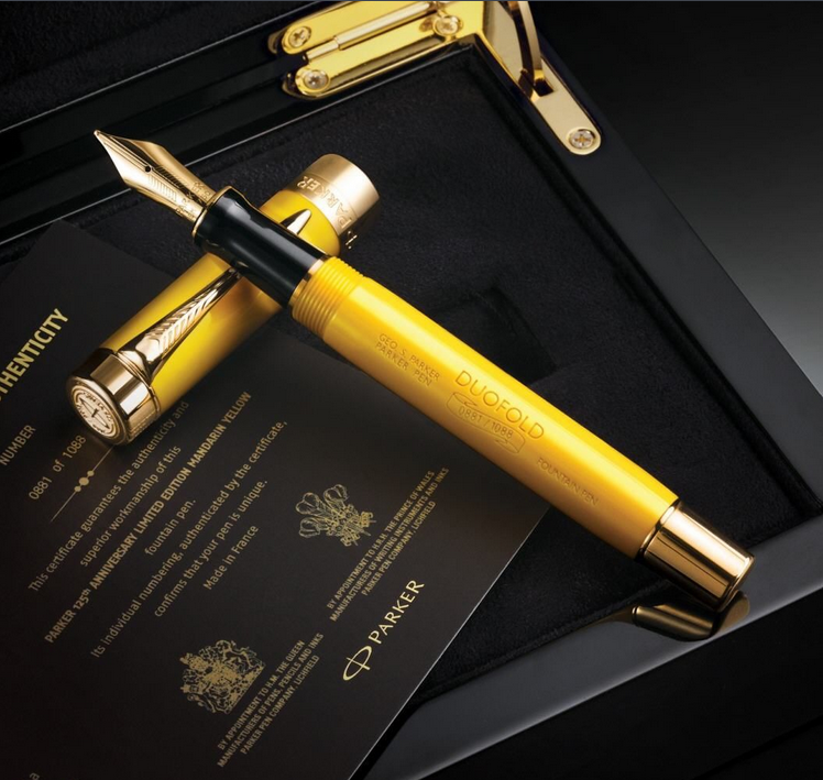 派克世纪大黄125周年纪念parkerduofold125thmandarinyellow