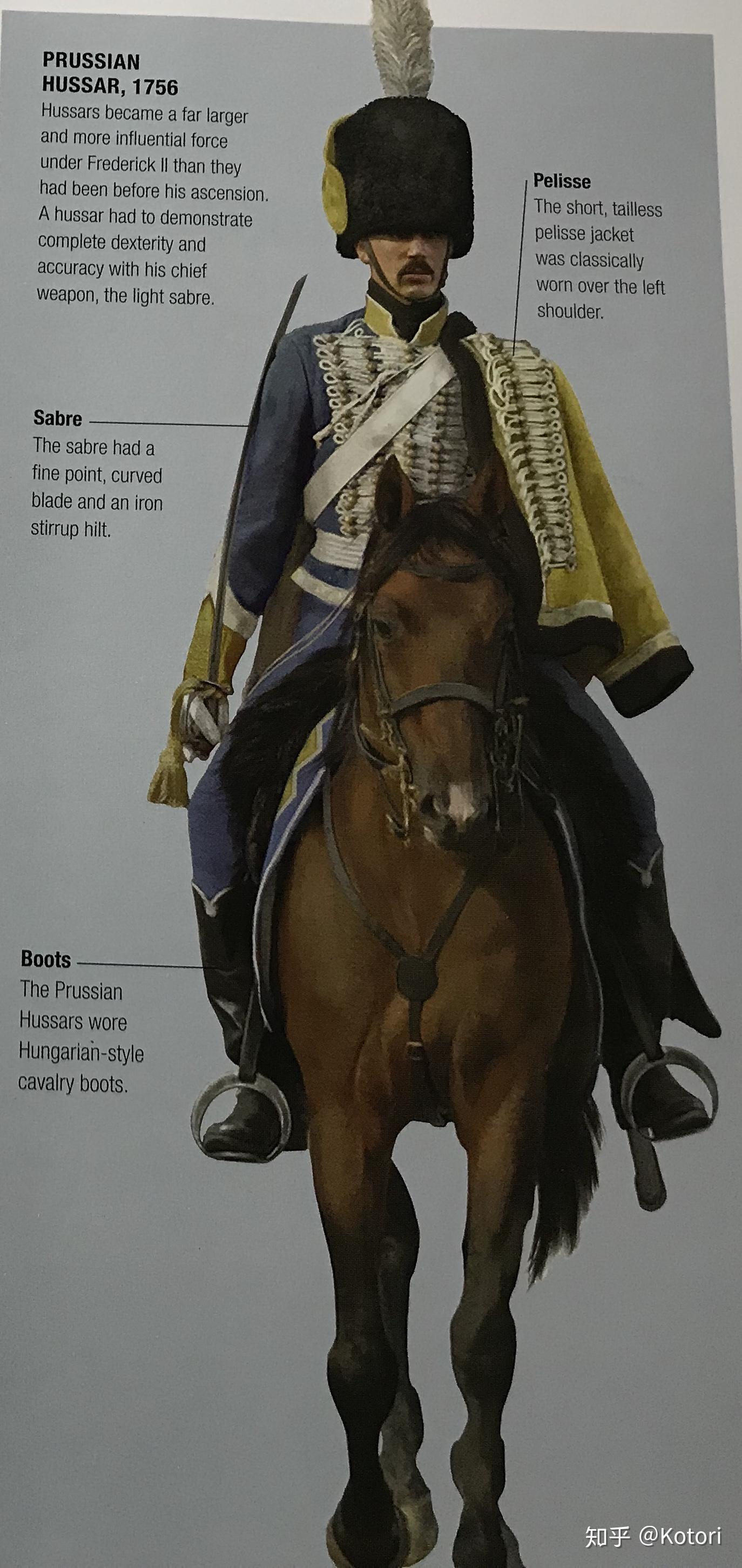 普鲁士轻骑兵靴子服装:大多数英国军队都穿着红色的服装(除了炮兵)火