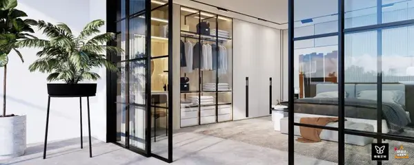 维意定制超高门衣柜乐享系列-珐琅白 清玻