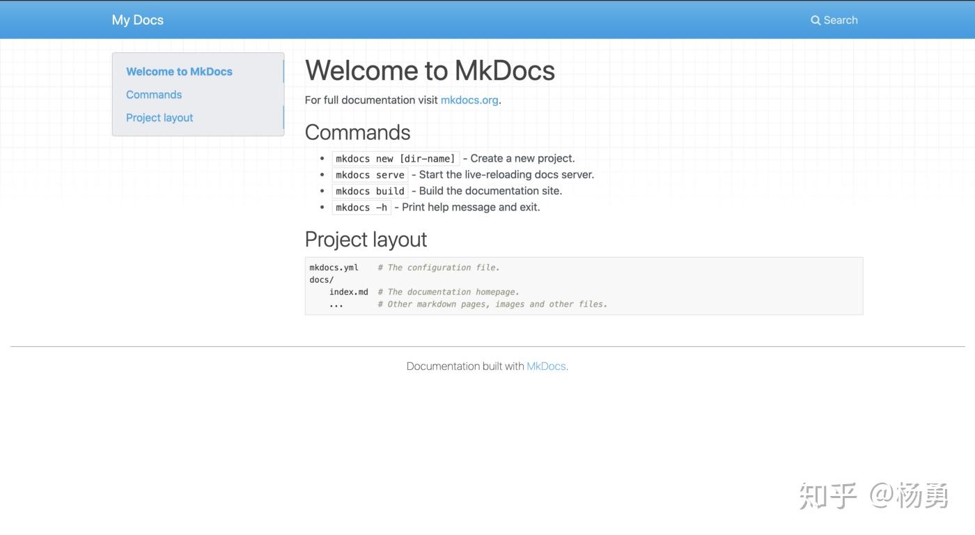 build your python project documentation with mkdocs... Python技术文档最佳实践 - 知乎