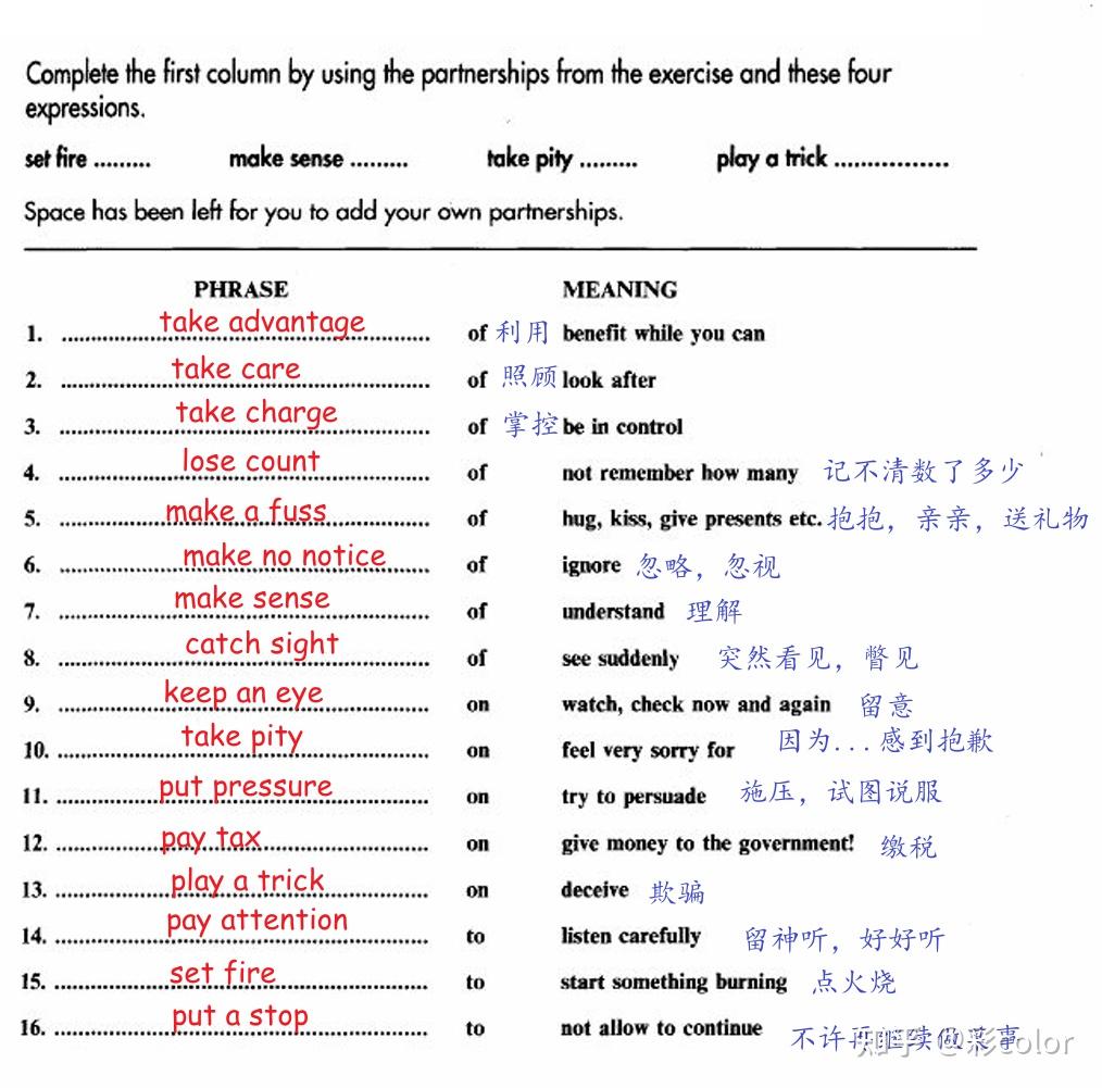 Day 1：FCE 词汇篇-动词固定搭配 - 知乎
