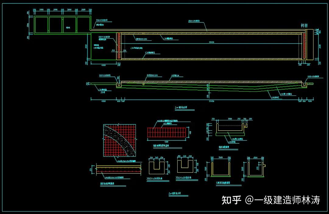 最新12套工地沉淀池洗车槽化粪池围墙工地大门cad标准施工图