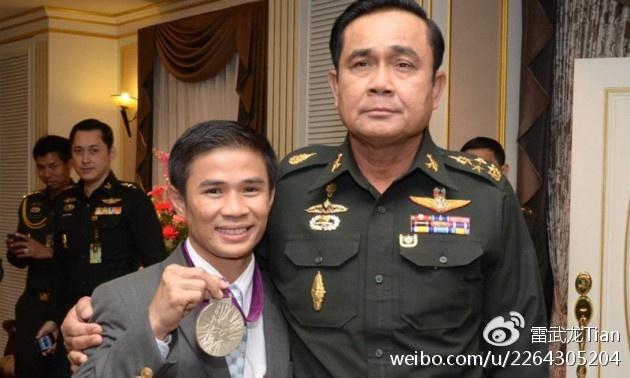 泰国奥运会亚军庞普里受到时任陆军总司令的巴育接见除了宋拉康信以外