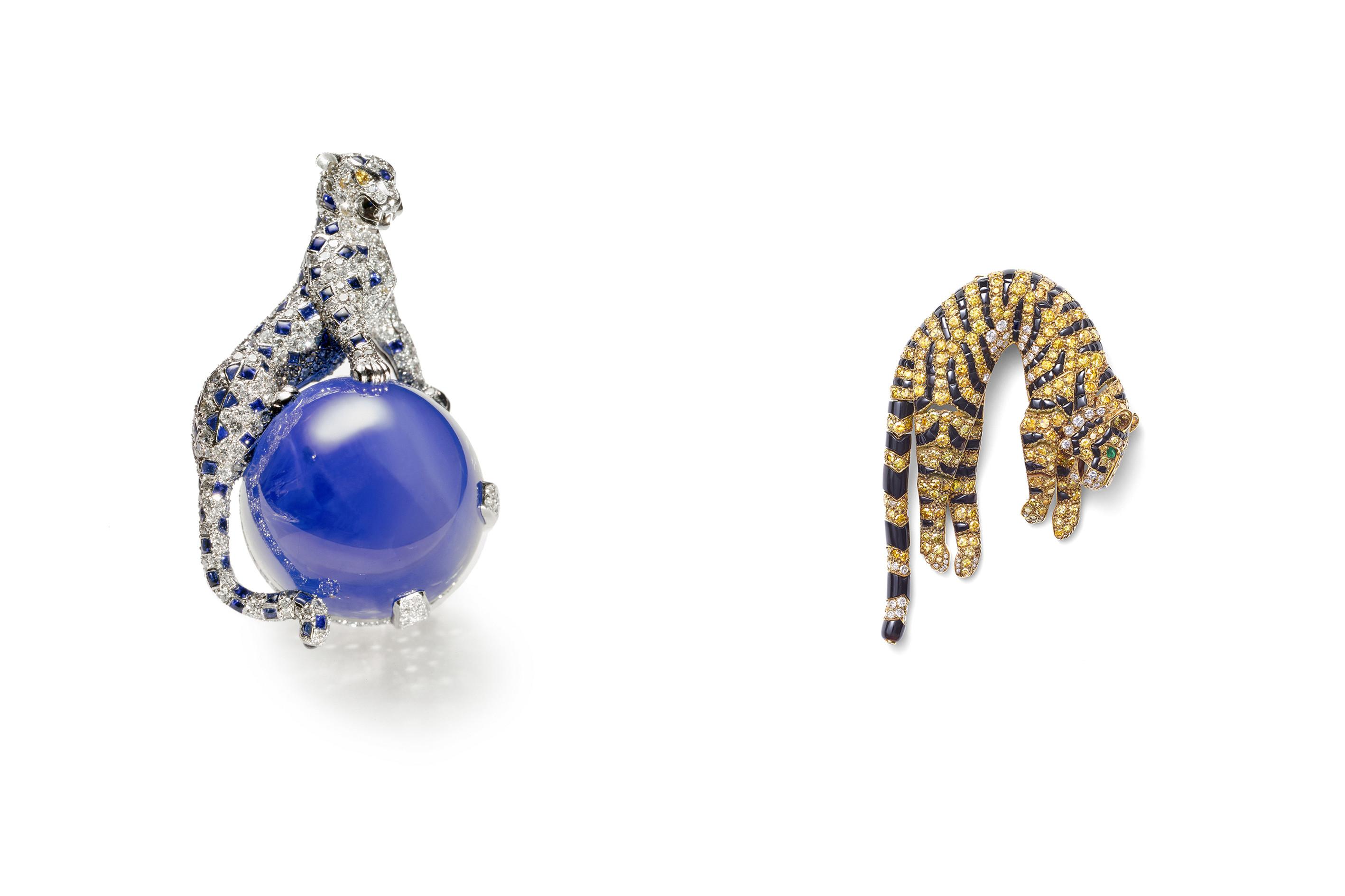 1948年为贞·杜桑为温莎公爵夫人定制的猎豹胸针和卡地亚高级珠宝戒指