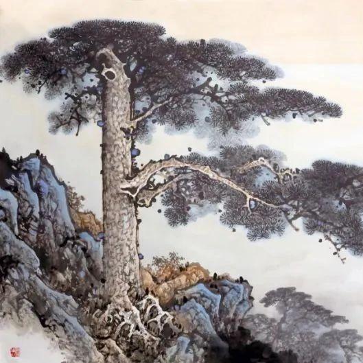 彩墨名家杨天佑小六尺迎客松彩墨神韵的深度剖析与绘画启迪