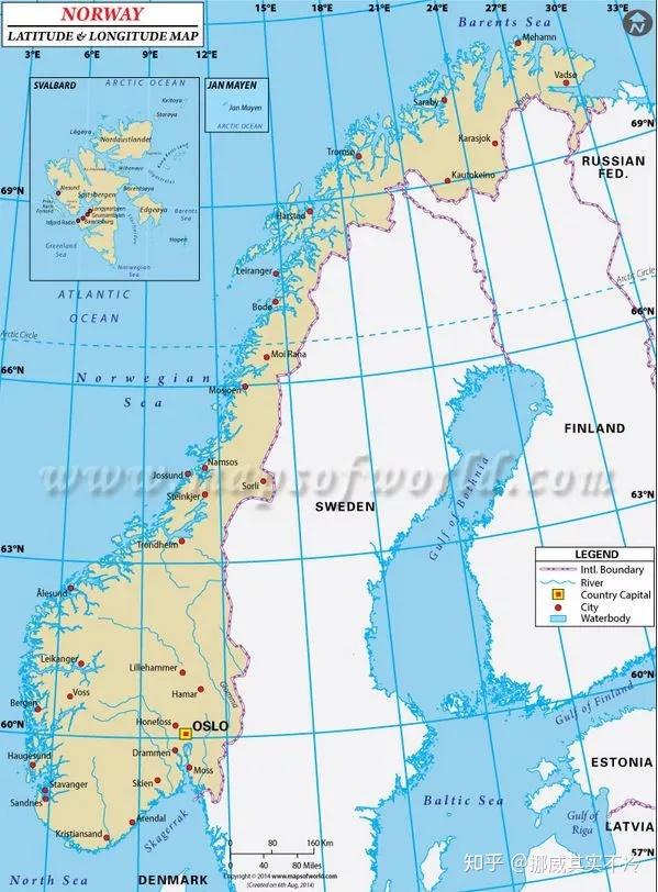 挪威地图中文版高清晰图片