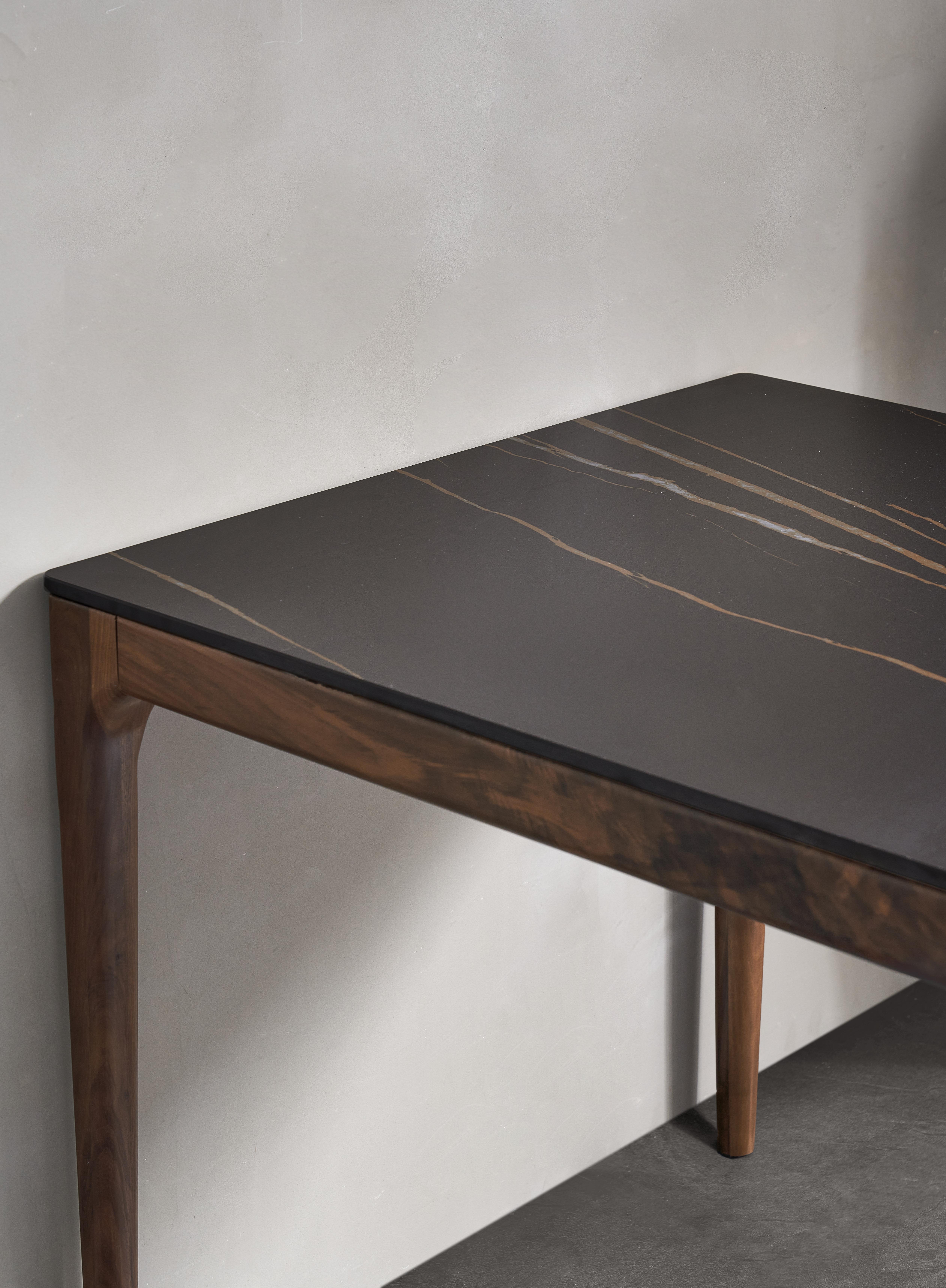 为这款黑胡桃木岩板餐桌爆灯美式轻奢绝了