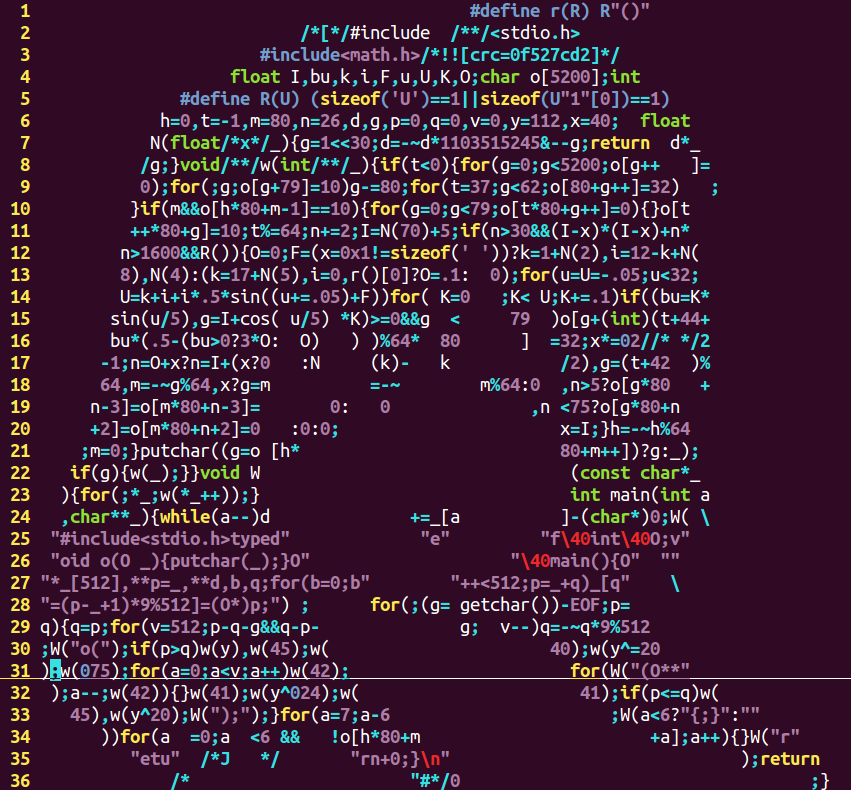 什么样的c语言代码看了会让人大吃一惊自愧不如