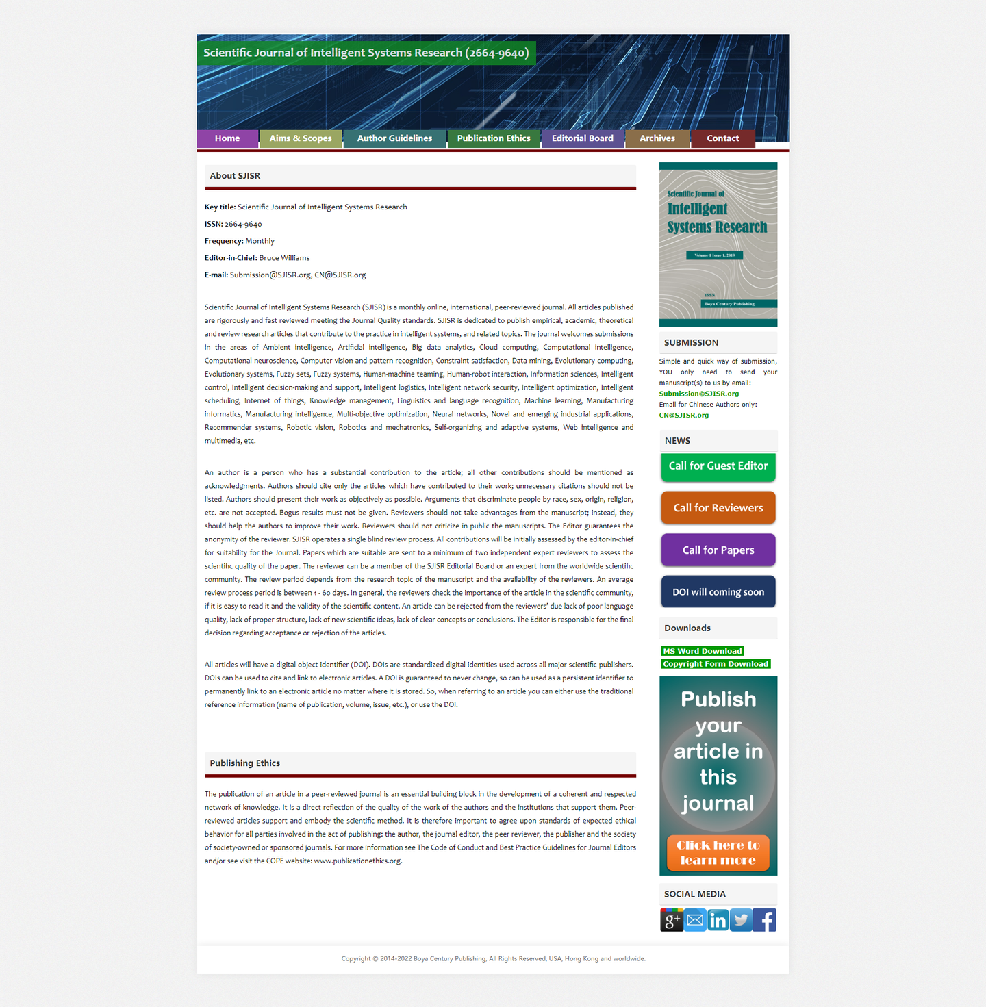 Scientific Journal of Intelligent Systems Research (SJISR) 科学系统研究杂志 - 知乎