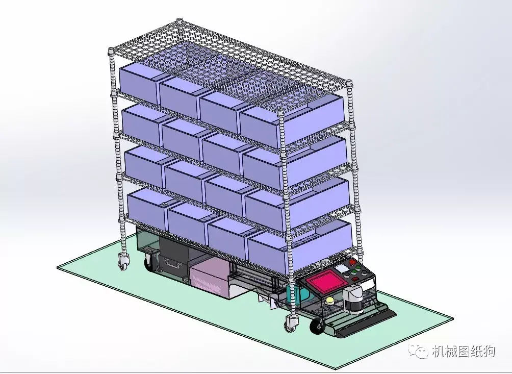 工程机械潜伏式agv配料架agv搬运小车3d图纸solidworks附step