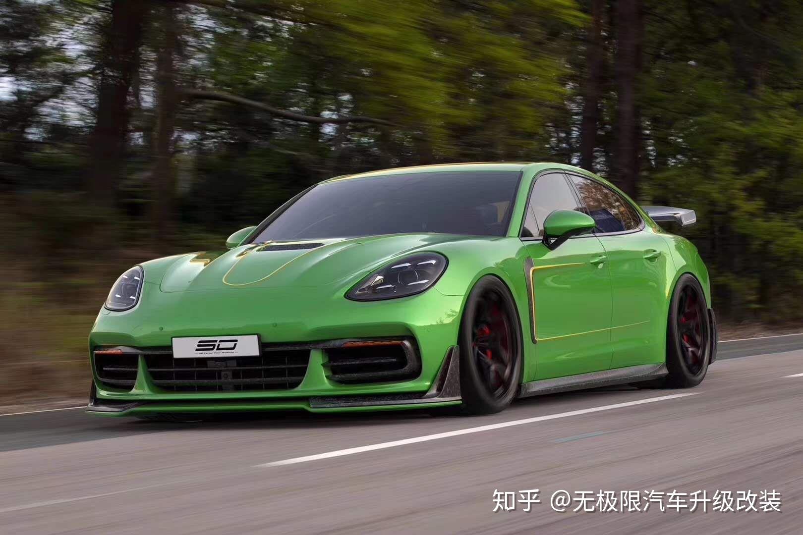 保時捷panamera971改裝sd款碳纖維小包圍機蓋前唇側群后唇尾翼輪轂