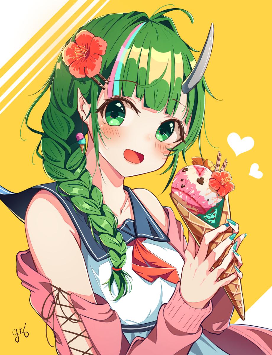 p站画师绘制的动漫壁纸冰淇淋看起来很美味