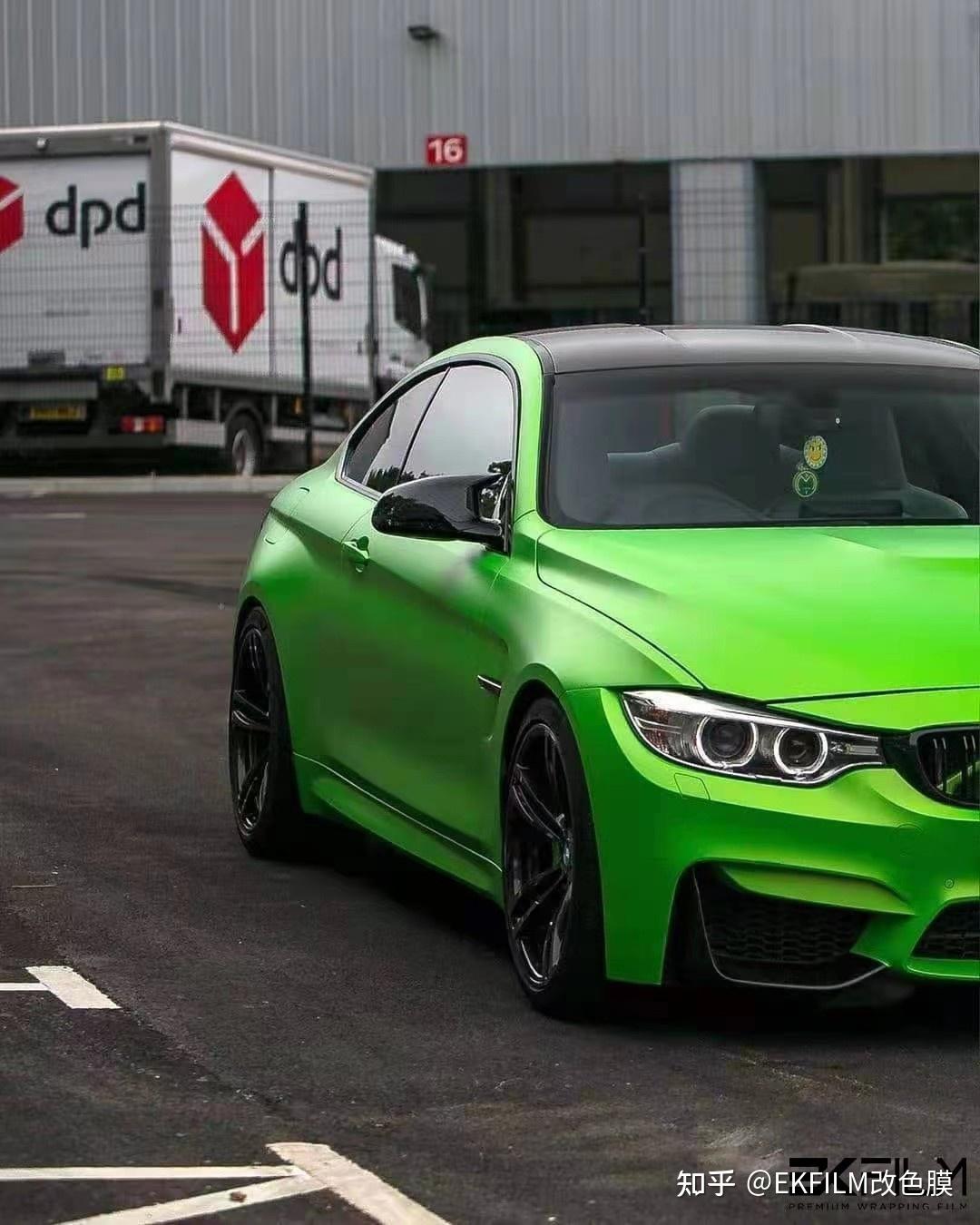 宝马m4汽车改色ekfilm荧幻绿