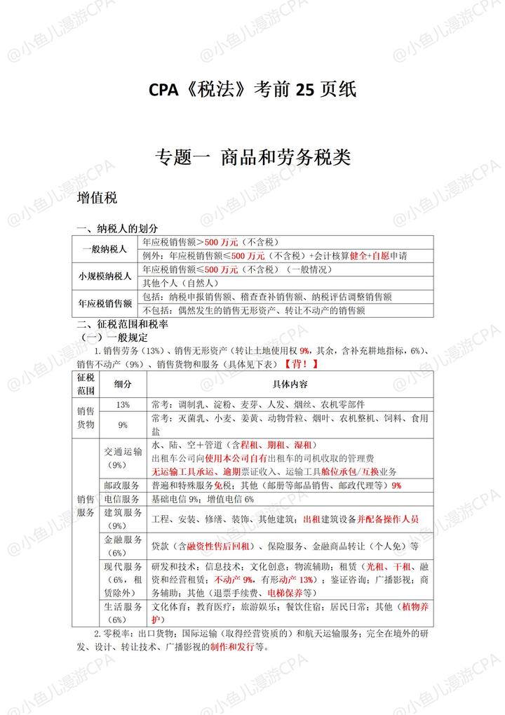 CPA《税法》考前25页纸 - 知乎