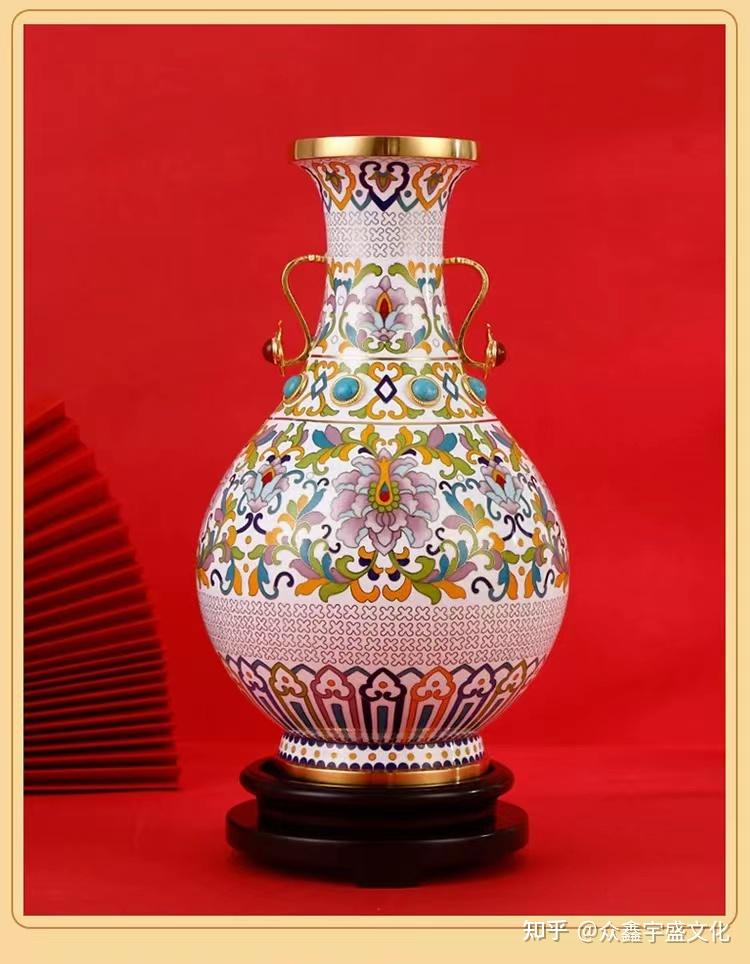 戴嘉林大师景泰蓝《吉祥如意》玉壶春瓷瓶鉴赏