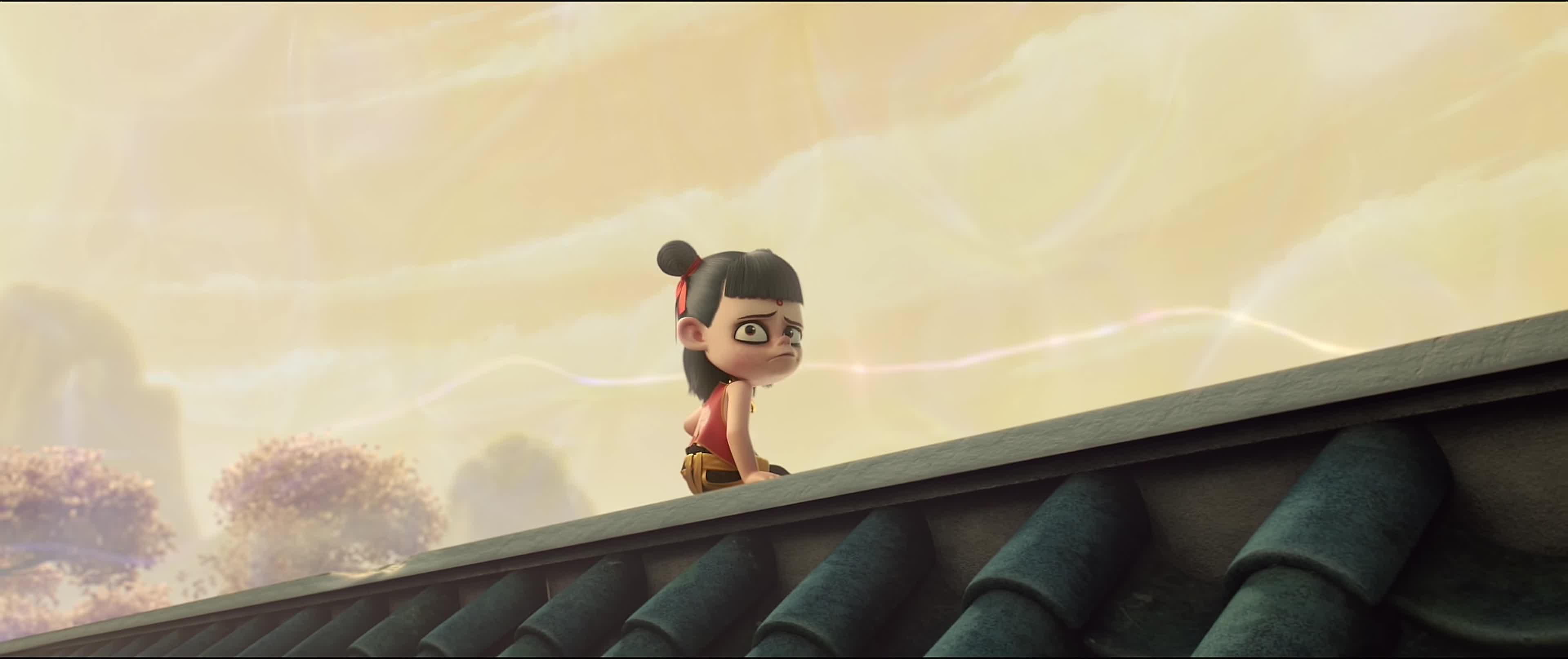 哪吒之魔童降世哪吒用火尖枪攻击白骨精几十米开外都遭殃了