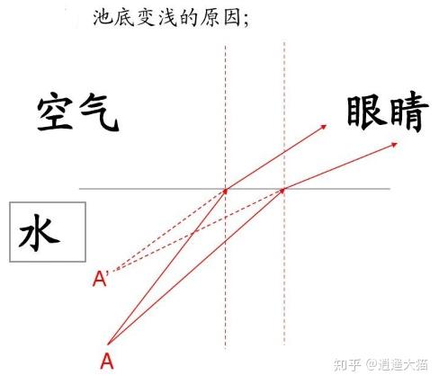池水看起来比实际浅的原因