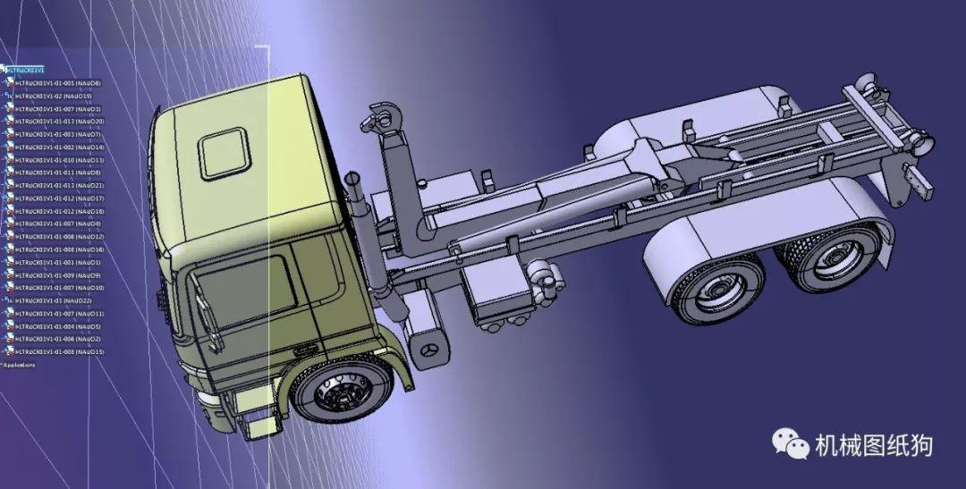 工程機械帶吊鉤升降機的卡車模型3d圖紙step格式