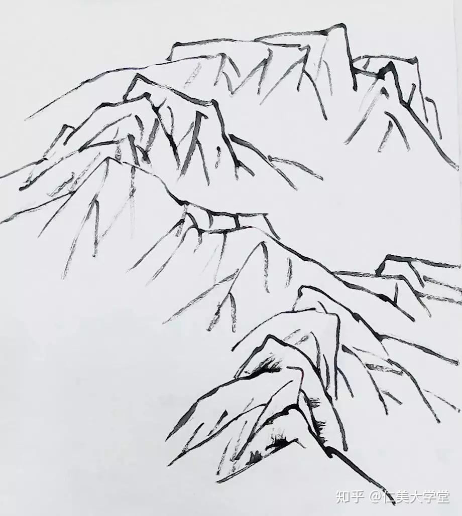 山水画画稿峦岭峰岩都该如何画起