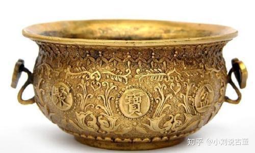 清時代 乾隆年制 銅金 五路財神 聚宝盆 古置物 唐物 東洋彫刻 旧家蔵出