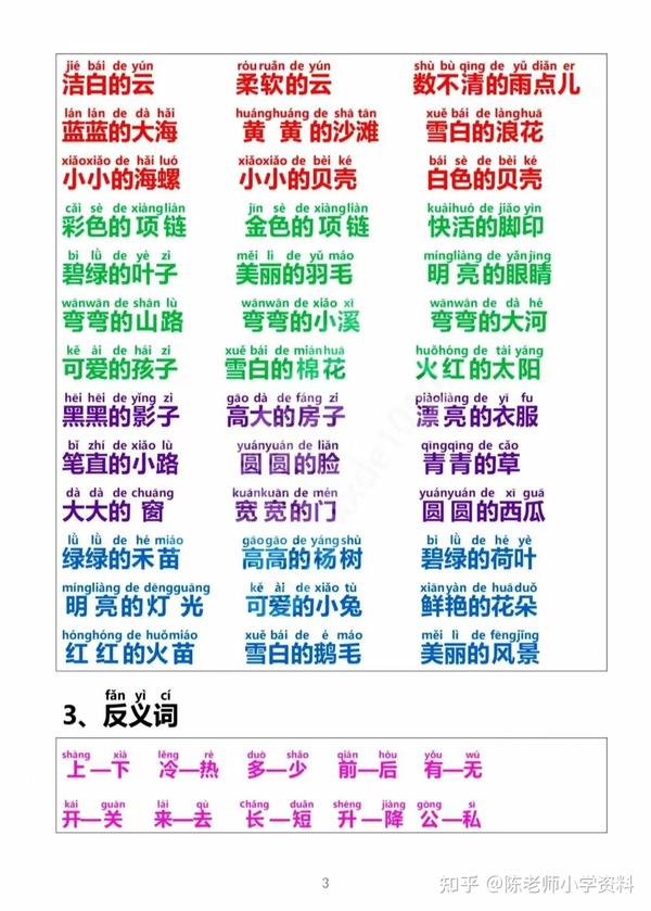 一年级语文上册词语积累大全 - 知乎
