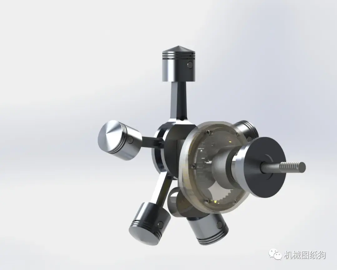 【发动机电机】radial engine 五缸星形引擎模型3d图纸 step格式