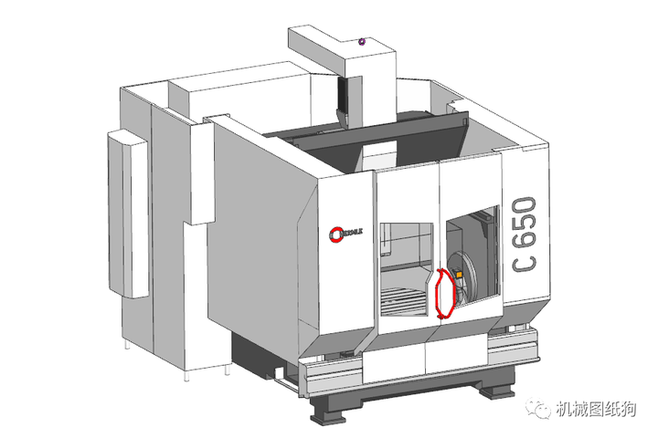 工程機械hermlec650五軸加工中心簡易模型3d數模圖紙stp格式