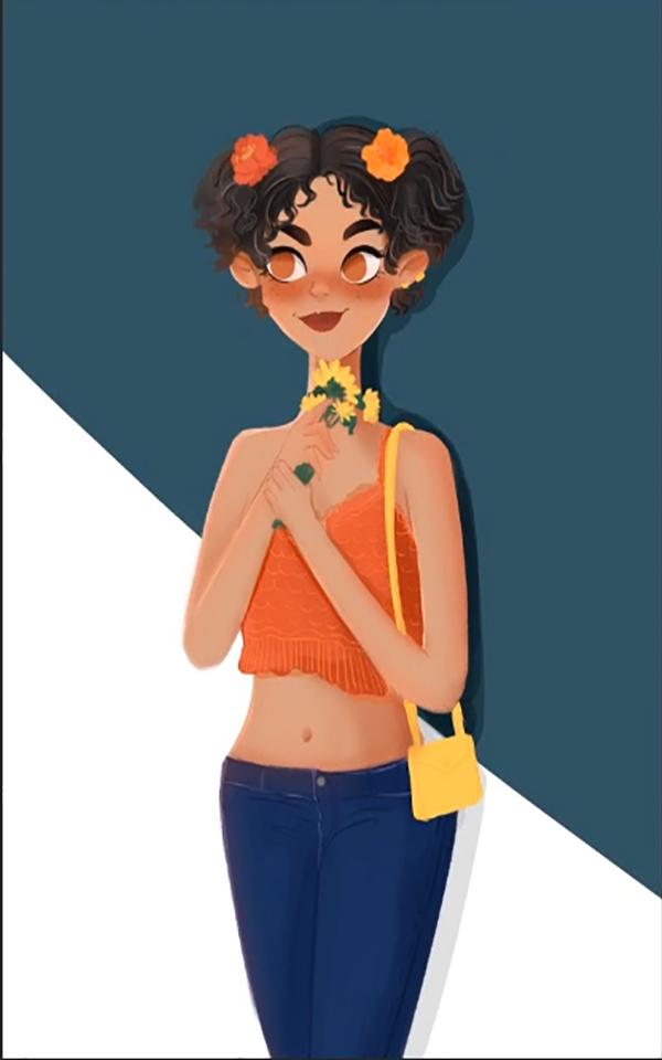 人物插画性感自信的欧美女孩