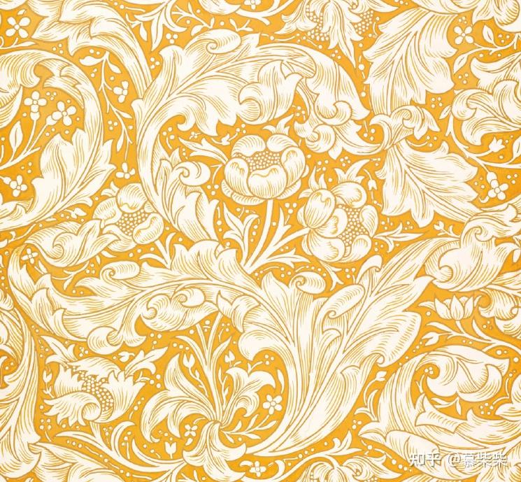 的壁纸《茉莉花》莫里斯设计的壁纸《水果》他的图案里有着妖娆的藤蔓