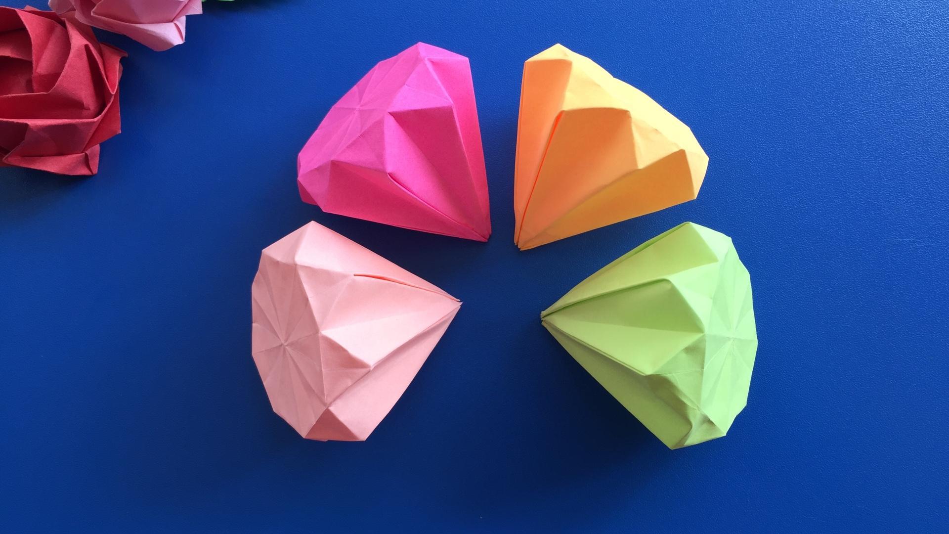 钻石折纸教程看似复杂的钻石折纸这样折叠很简单