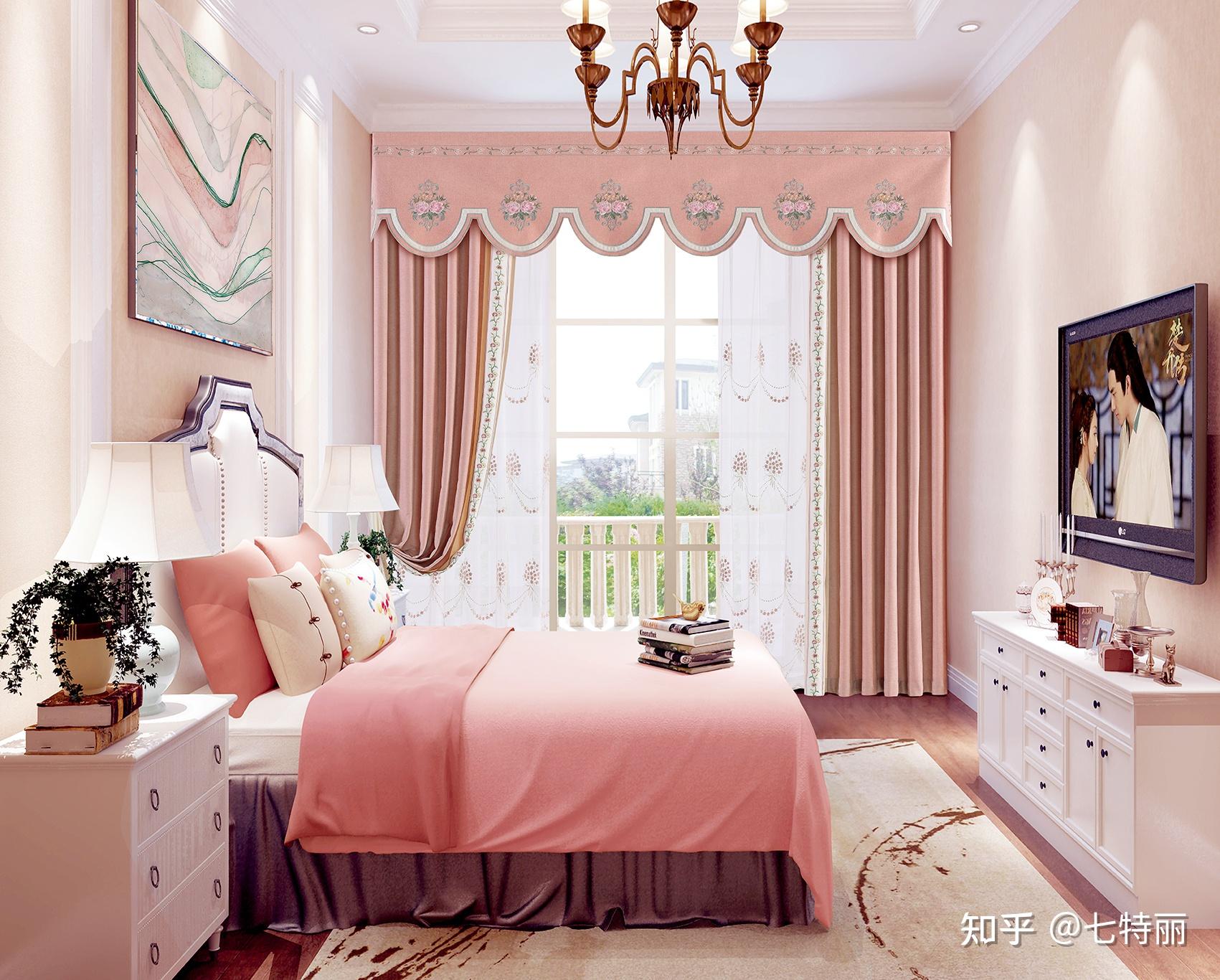 灰色背景下的成品布艺窗帘颜色选搭七特丽