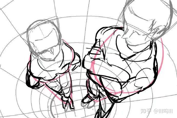 从天花板的视角看下去的人体怎么画出来?