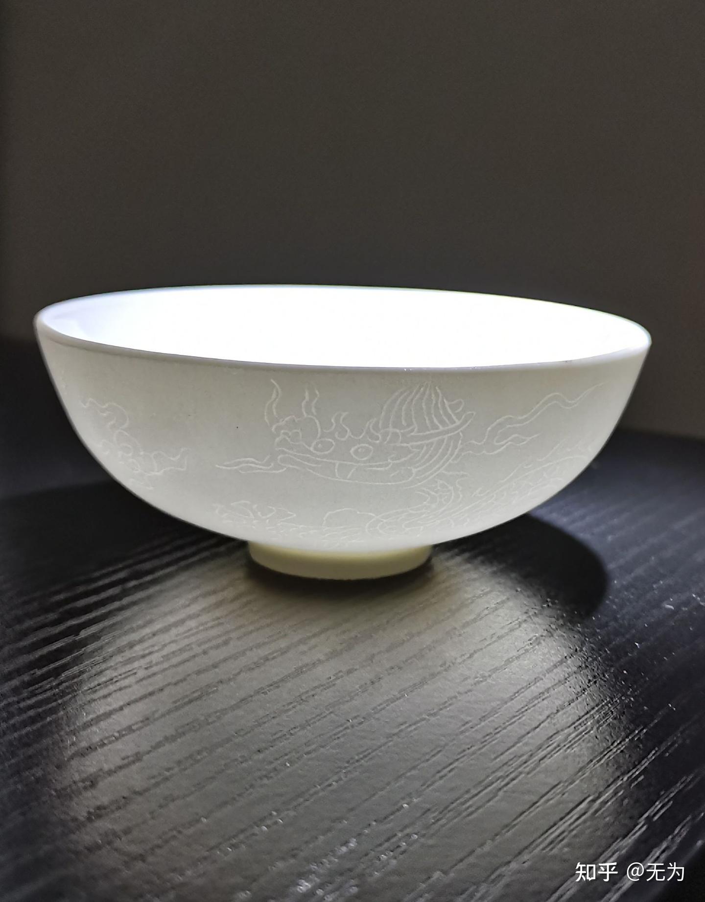 清時代　暗刻 二龍戯珠 龍紋 碗　白釉　中国古美術　時代物 明甜白暗刻龙纹天字杯- 知乎