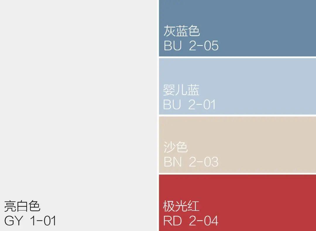 色卡:亮白色 灰蓝色 婴儿蓝 沙色 极光红设计师选取quadrille几何壁纸