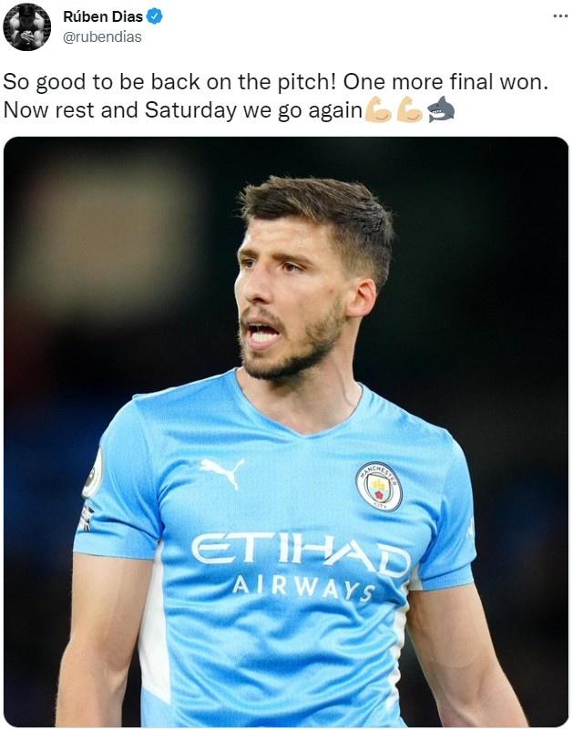 鲁本迪亚斯社媒发文很高兴回到赛场周末再接再厉