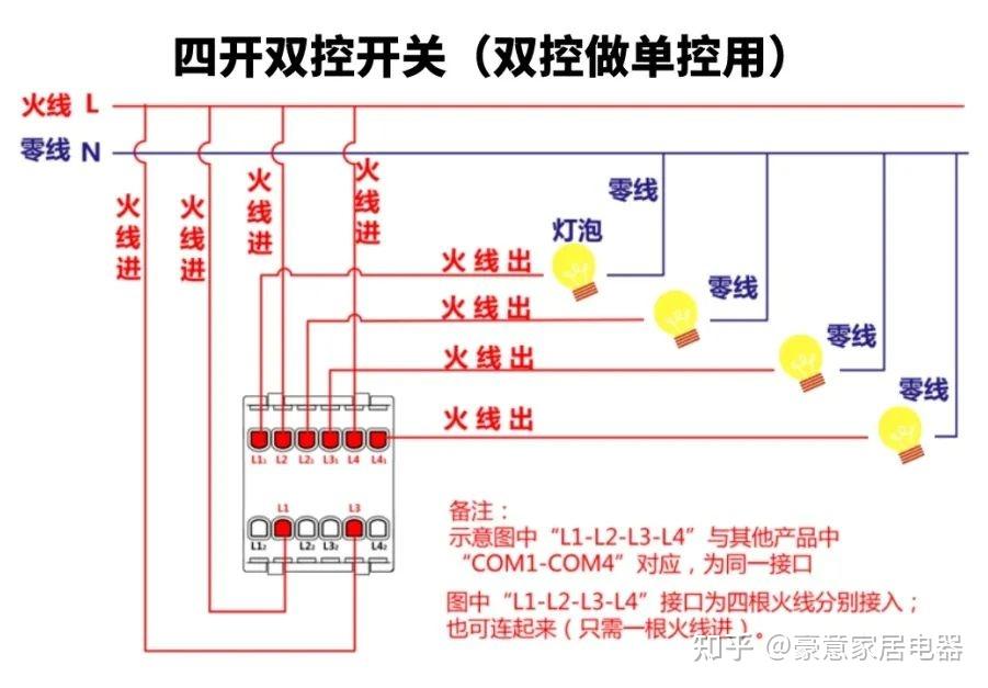 回路开关带插座接线图图片