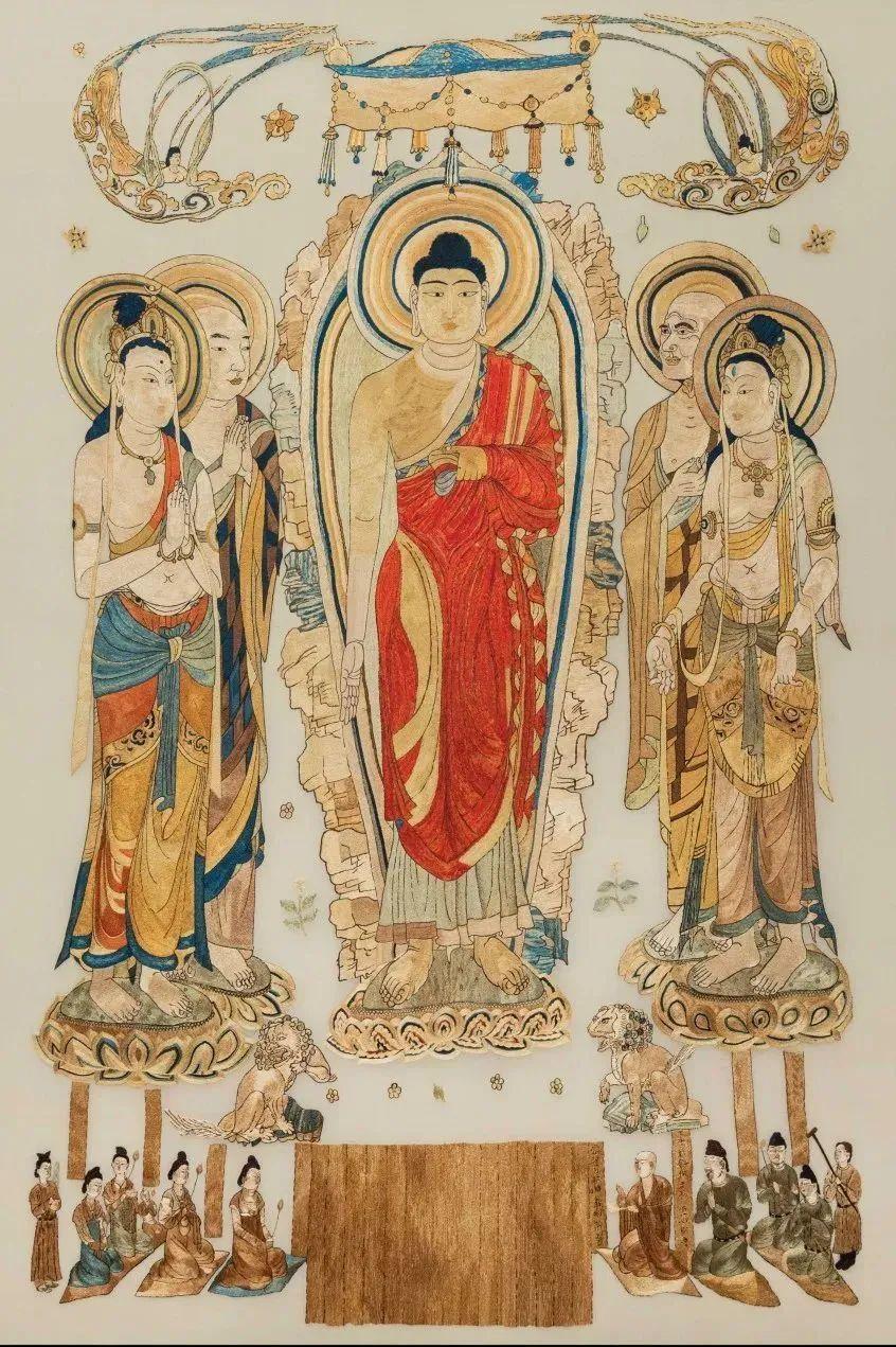 敦煌巨幅刺绣凉州瑞像图邹英姿复绣大佛真现巧手天工高清大图