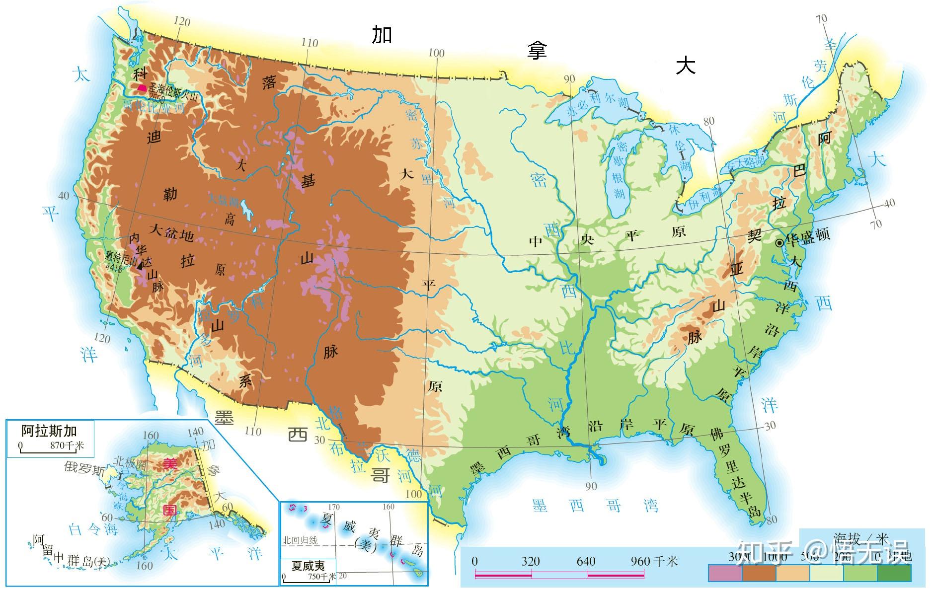 北美洲海岸山脉地图图片
