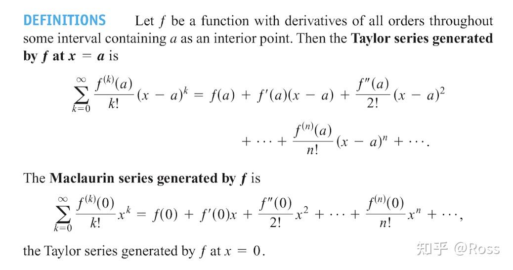 Taylor and Maclaurin Series-泰勒级数和麦克劳林级数的基本概念 - 知乎