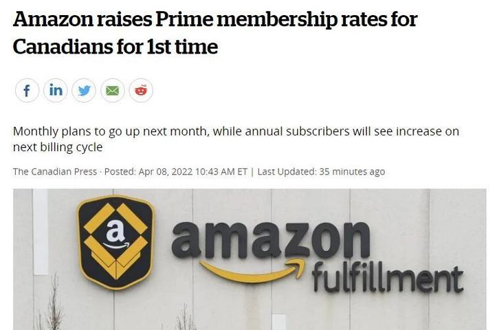 涨价 亚马逊加拿大prime会员费5月起大涨25 知乎