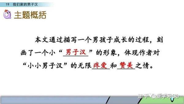 部编版四年级下册第19课《我们家的男子汉》图文讲解