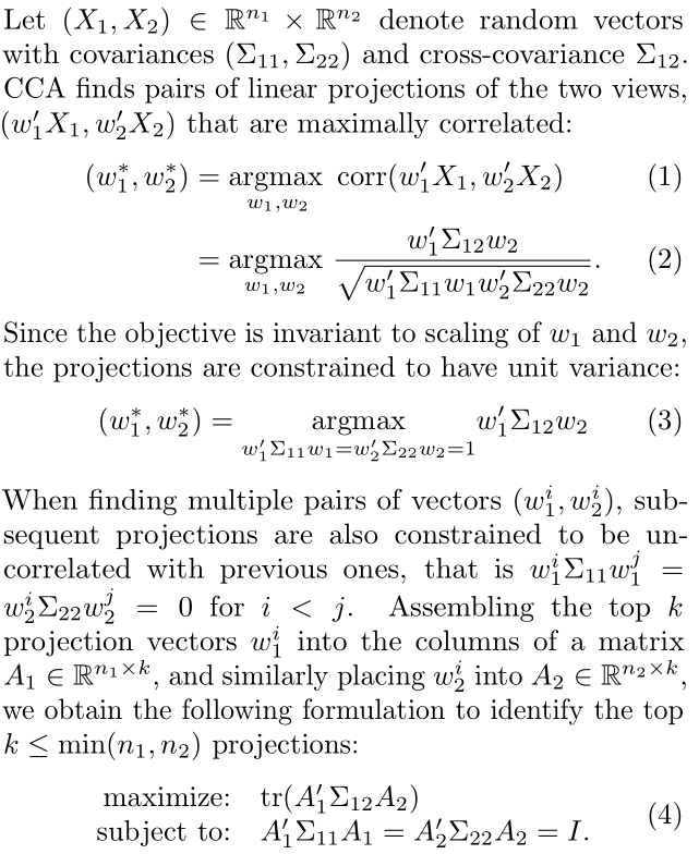 Canonical Correlation Analysis Dimensionality Reduction