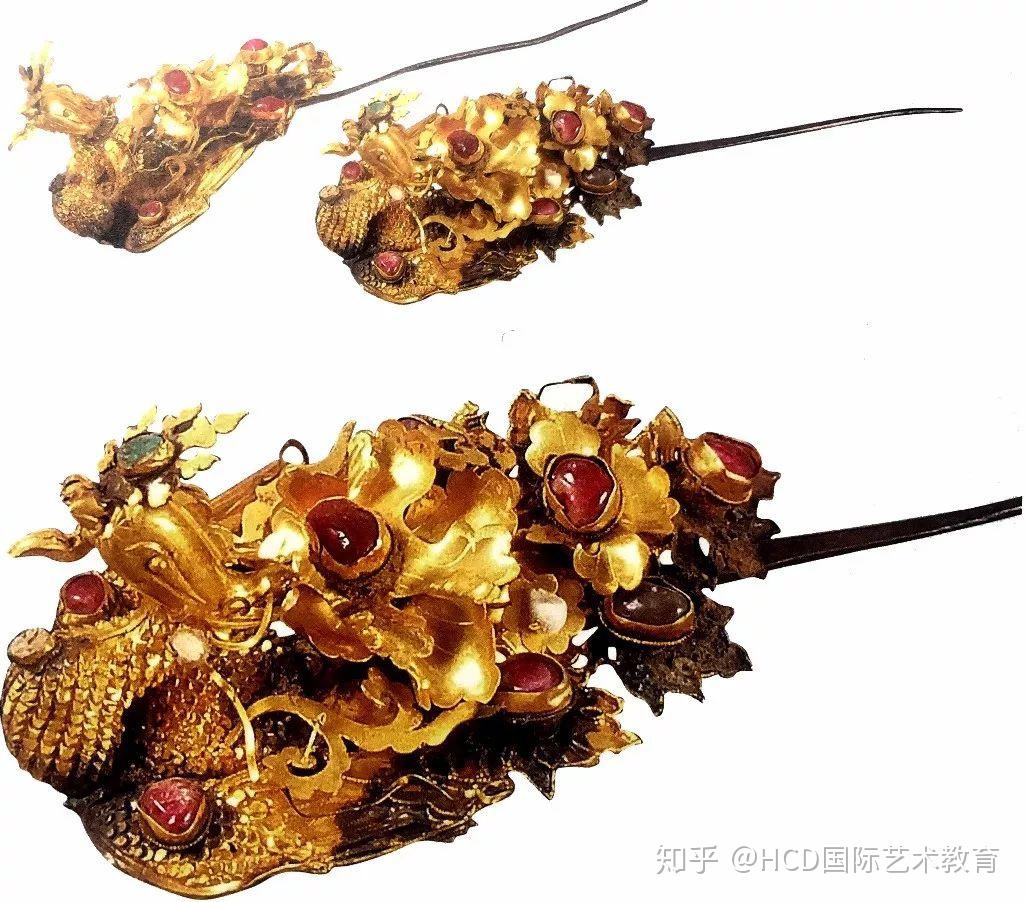 珠宝设计素材古代金银首饰探源明代满冠分心顶簪