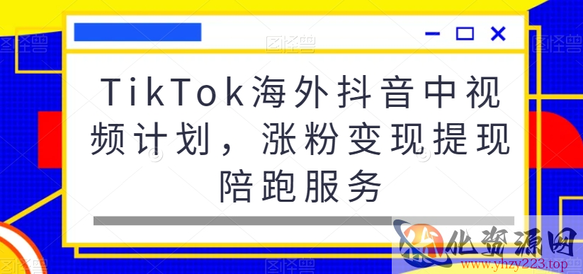 TikTok海外抖音中视频计划，涨粉变现提现陪跑服务