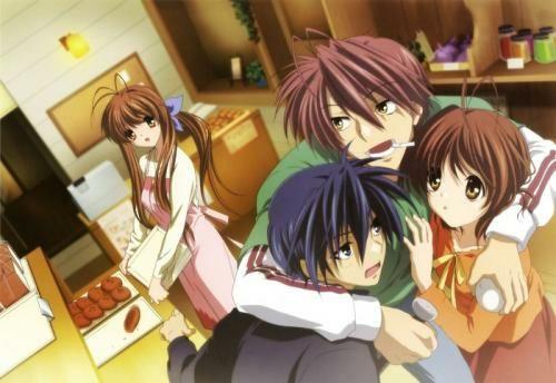 clannad 男主岡崎朋也在上學的路上遇到女主古河渚.