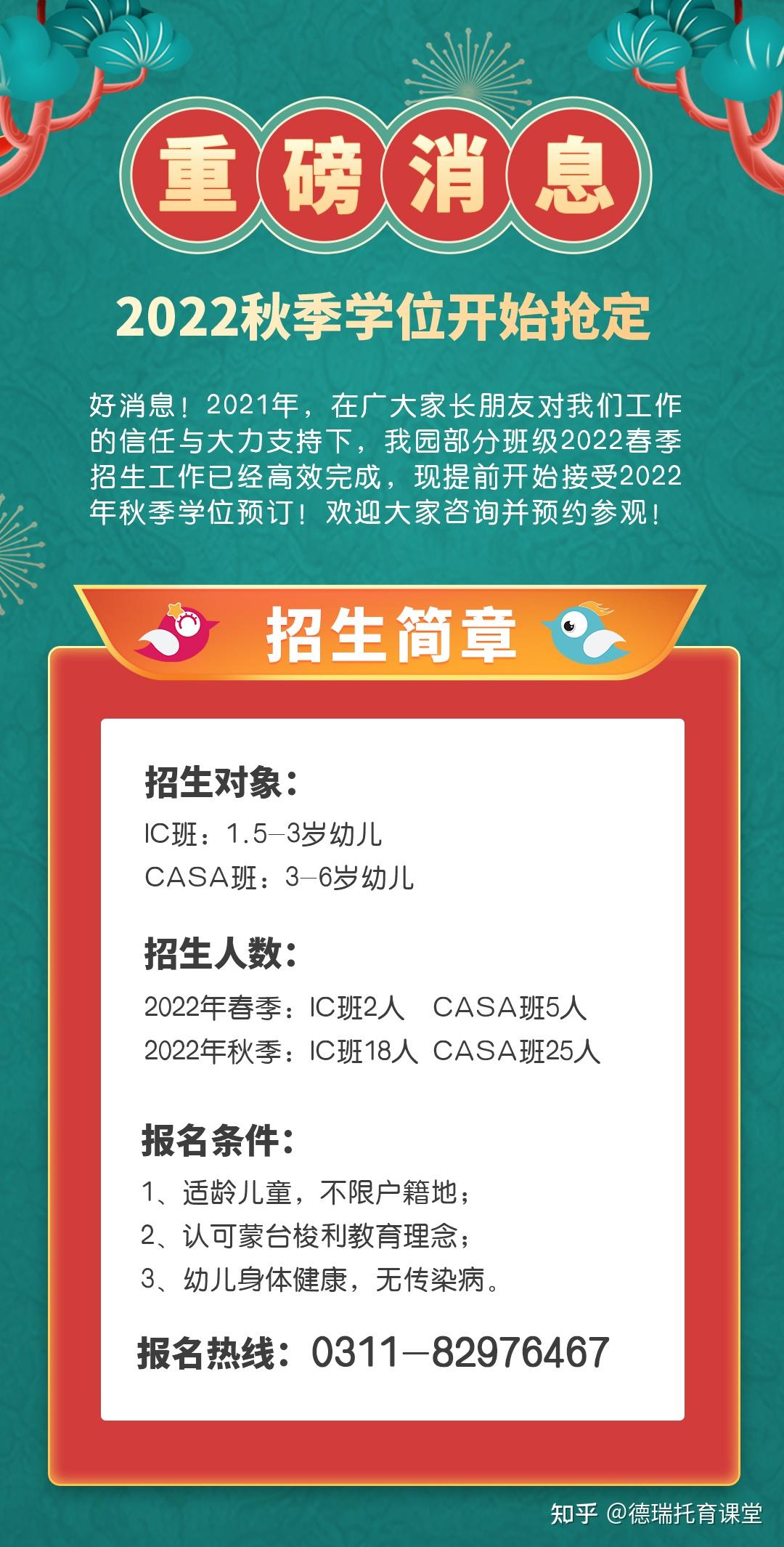 学位告急石家庄德瑞幼儿园提前开启2022年秋季招生